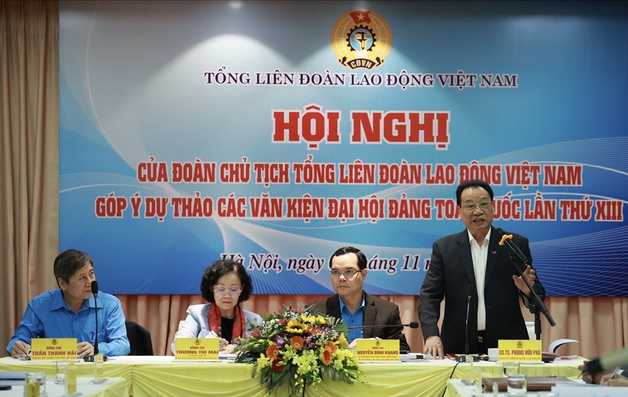 Tổng Liên đoàn Lao động Việt Nam góp ý vào dự thảo các văn kiện Đại hội Đảng toàn quốc lần thứ XIII